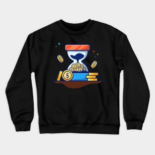 Hourglass with gold coin cartoon Crewneck Sweatshirt